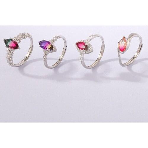 MLKENLY 100% 925 silver tourmaline ring female fashion temperament personality color treasure open ring fine jewelry