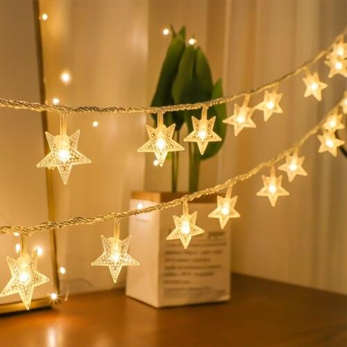 1.5M-5M LED Stars String Light Garland Party Hanging Decor Wedding Birthday Backdrop Decoration Warm White Fairy Lights for Home