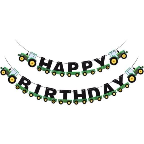 1 Pc Tractor Birthday Banner Exquisite Green Creative Tractor Bunting Tractor Garland Birthday Party Props