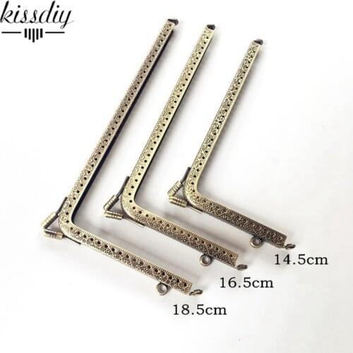 10 PCS 14.5 16.5 18.5cm L Shape Embossed Bronze Right Angle Coins Purse Frames DIY Metal Kiss Clasp Bags Accessory Parts