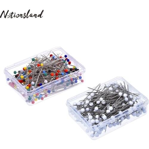 100pcs/box Sewing Pins Glass Ball Head Pins for Dressmaker Jewelry DIY Design Straight Quilting Pins Sewing Accessories