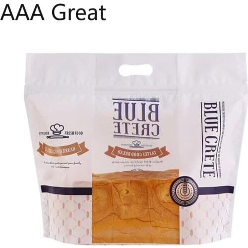 100Pcs/Lot Toast Bread Self-Sealing Zipper Bag Plastic Transparent Window Oil-Proof Baking Packaging Bag Stand Up Hang Hole Bags