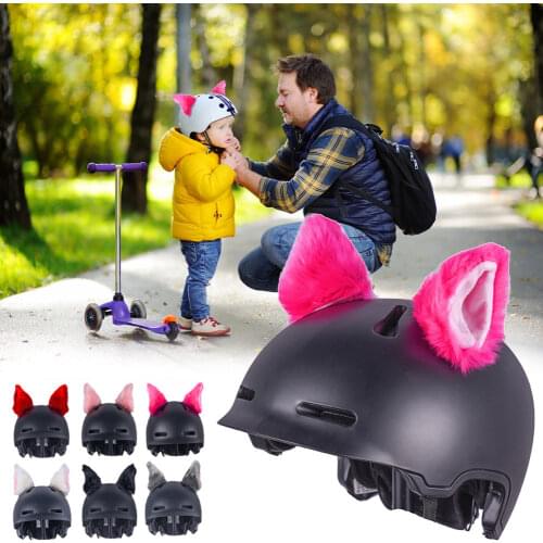 2Pcs Car Motorcycle Helmet Cute Plush Cat Ears Motocross Full Face Off Road Helmet Deco Accessories Sticker Cosplay Auto Styling