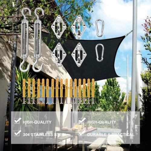 24Pcs Stainless Steel Sun Sail Shade Shade Sail Canopy Fixing Fittings Accessory Kit Safety Sun Canopy Fixing Fittings