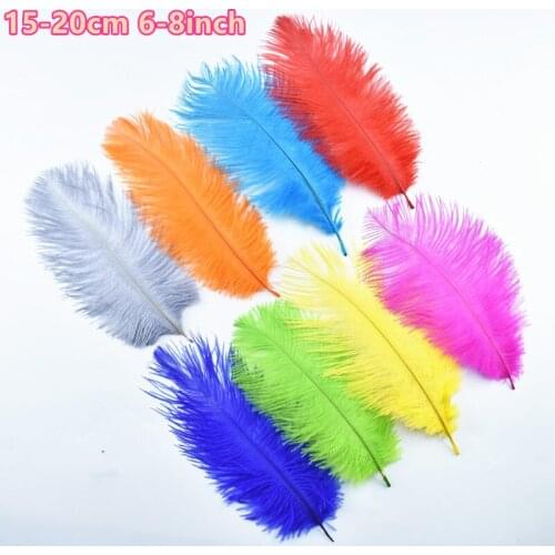 50Pcs/Lot Colored Ostrich Feathers for Decoration 15-20CM White Feathers for Needlework Crafts Wedding Accessories Decoration