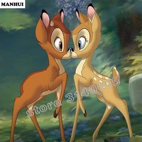 DIY 5D Diamond Mosaic Diamond Painting Cross Stitch Two fawn Diamonds Embroidery Square Drill Home Decoration ABC376
