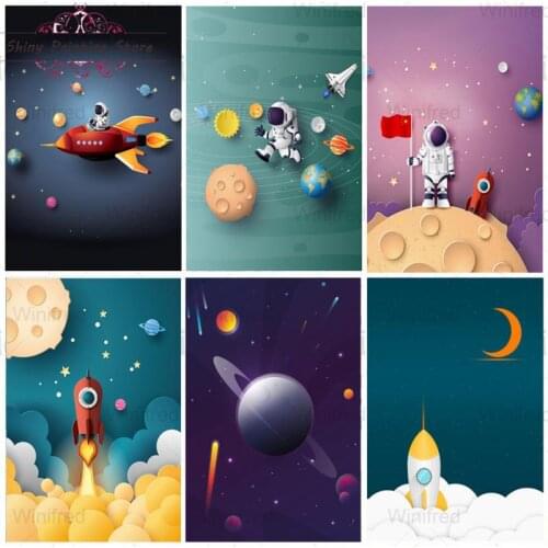 Diamond Painting 5D DIY Space Astronaut Cartoon Picture Diamond Mosaic of Rhinestones Full Diamond Embroidery Cross Stitch Home