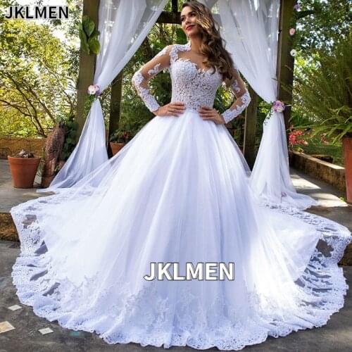 Appliques Vestidos New Amazing Train Wedding Dress 2021 Stunning Neck Vestido De Noiva Wedding Bridal Gowns