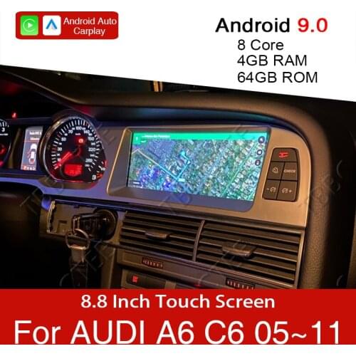 Android 9.0 4+64GB Car Multimedia Player For Audi A6 C6 4F 2005~2011 Car GPS Navigation Touch Monitor For CarPlay Android Auto