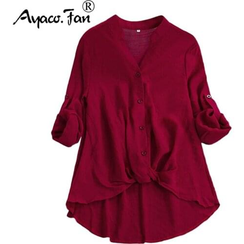 Ayaco.Fan Linen Blouses