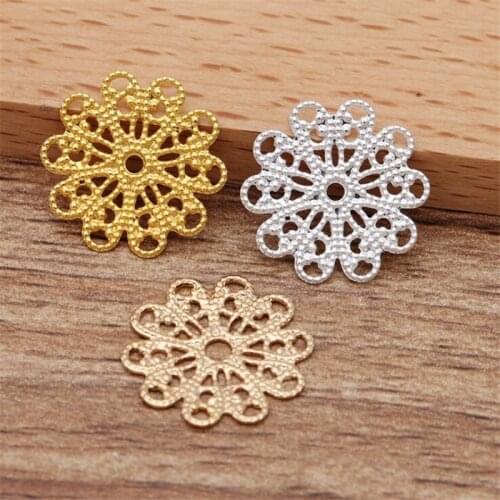 SIXTY TOWFISH 30 Pieces 17mm DIY Jewelry Accessories Handmade Materials Charms Brass Flower Filigree Flower Slice
