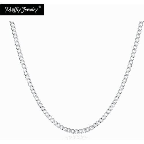 2MM Sideways Chain Link Chain,Europe Chains Necklace Trendy 925 Sterling Silver Jewelry Fit Pendant Gift For Men & Women