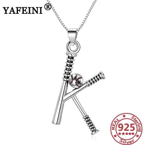 YFN 925 Sterling Silver Baseball Letter Necklaces Silver Chain Women 925 Pendant Necklace Mothers Day Gift Valentines Day Gift