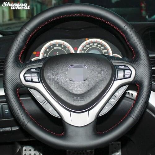 BANNIS Hand-stitched Black Leather Steering Wheel Cover for Honda Spirior OId Accord