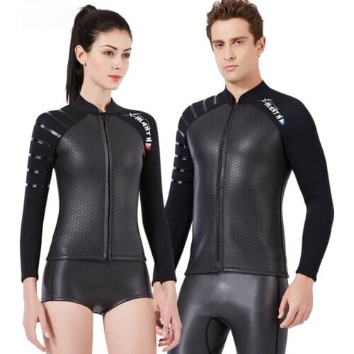 DIVE&SAIL Men Women 3MM Neoprene Diving Jacket Rowing Water Sports Rashguard Surf Surfing Tops Anti UV UPF+50 Warm Swimwear