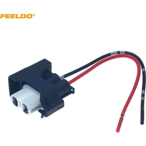 FEELDO 2Pcs Car H11 Headlight Lamp Holder Adapter For Ford Base Bulb Socket Electrical Wire Connector Wiring Harness