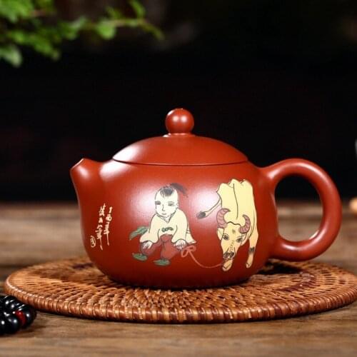 Yixing undressed ore red mud all hand recommended zhu xi shi pot support custom coloured drawing or pattern the teapot
