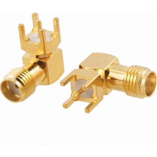 Gold plated SMA female right angle solder PCB mount RF Coaxial CONNECTOR