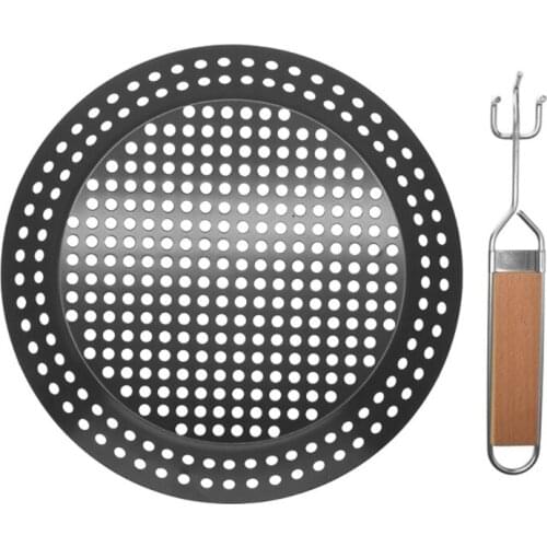 Round Multi-purpose Hole Barbecue Tray Frypan Perforated Grill Tray Circular BBQ Grill Tray Frypan Perforated Grill Tray