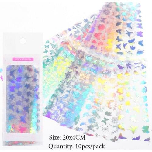10pcs Laser Butterfly Stickers Glitter Nail Art DIY Sexy Leopard Transfer Printing Paste Cartoon Snake Stickers Resin Craft