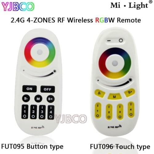 Miboxer FUT095/FUT096 2.4G Button/Touch type Screen RGBW RF 4-Zone Wireless LED Remote Controller for LED RGBW Bulb or strip