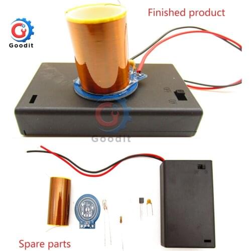 DC4.5V Miniature Tesla Coil no arc DIY Space lighting with three AA battery Box parts/finished product