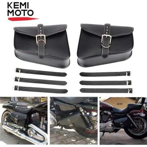 KEMIMOTO Motorbike Saddlebags Waterproof PU Leather Swingarm Bag Saddle Bags Side Tool Bags Storage For Sportster 883 1200XL