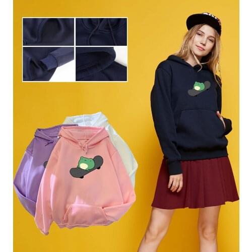 Cartoon Letter Print Hoodies Women Hooded Oversize Pullovers Harajuku Warm Kawaii Female Loose Streetwear Sweatshirts