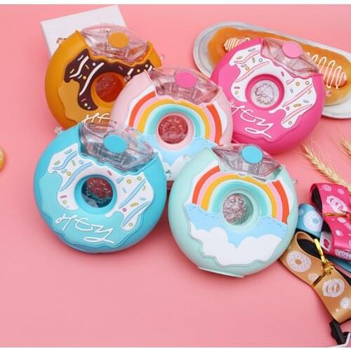Cartoon Tritan Water Bottle for Kids Bpa Free Donuts Creative Silicone Portable Kettle with Straw