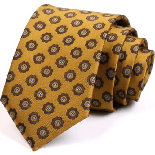 New High Quality 7CM Tie For Men Business Suit Work Party Necktie Male Fashion Formal Ties Gentleman Yellow Neck Tie Gift Box