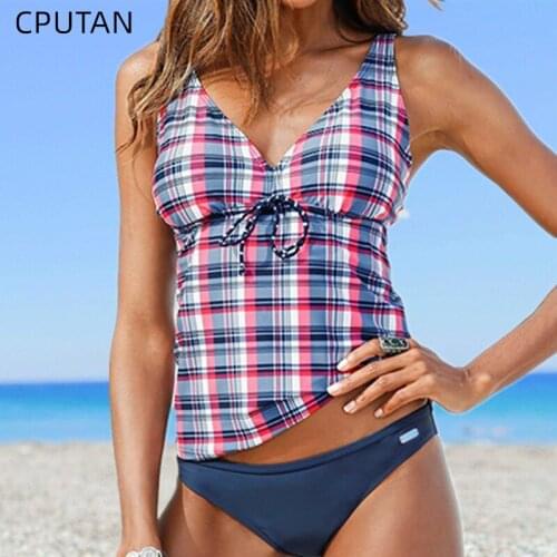 2021 New Tankini Swimsuits Women Vintage Retro Solid color Swimwear Female Push Up Swimsuit Bathing Suit Summer Beach Wear Set