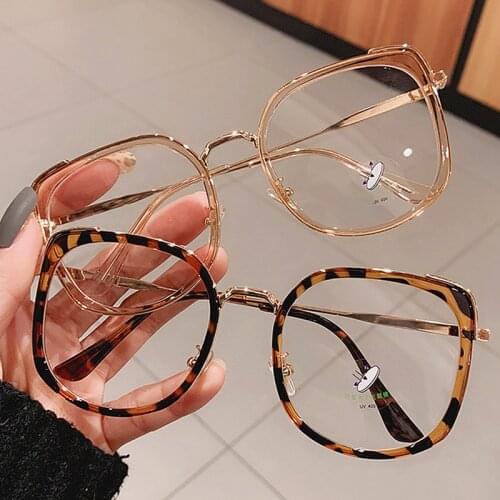 Men Women Anti-blue Light Glasses Frame Vintage Large Square Eyeglasses Blocking Blue-ray Oversized Spectacles Frames 2021