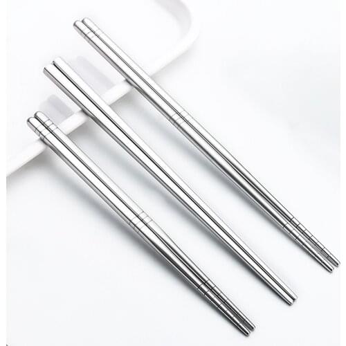Korean Stainless Steel Chopsticks Metal Non-Slip Silver Gold Black Colored Sticks Set Kitchen Supplies