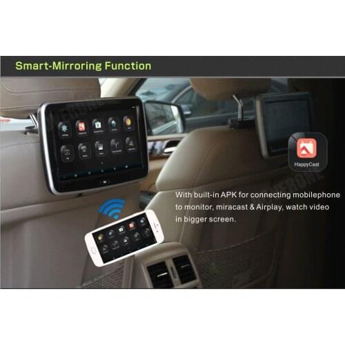 RoverOne 2Pcs X 10.1'' Android Quad-Core Touch Screen Car Headrest TFT LCD Monitor Head Rest Display 1080P Multimedia MP5 Player