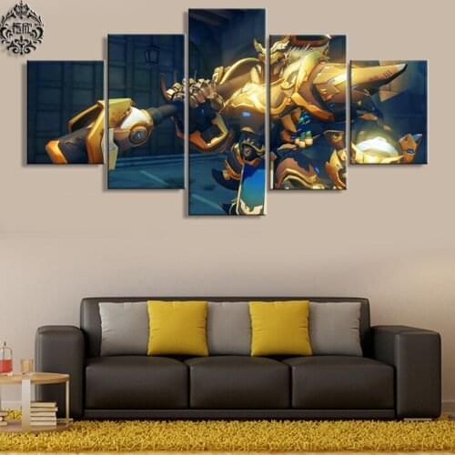 Modern Wall Art Painting 5 Panel Game Poster Overwatch Reinhardt Canvas Printed Pictures Home Decor For Living Room Artwork