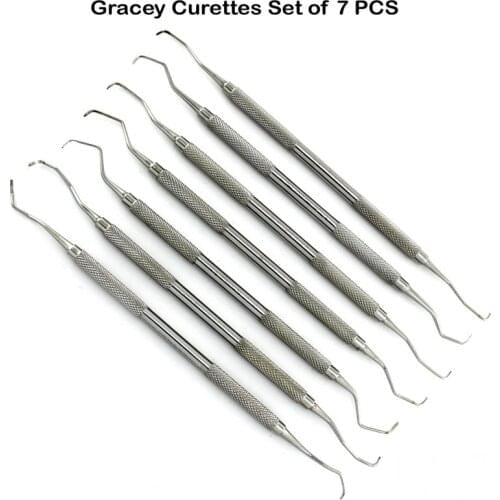 Dental Gracey curettes Set of 7 Periodontal Scaler Calculus Stainless Steel