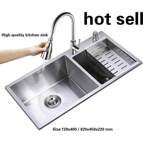 Tangwu hand made of 304 stainless steel kitchen sink thickening double groove 72x40 / 75x41 /78x43 /82x45 cm