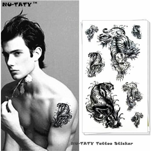 Nu-TATY Crouching Tiger Beast Temporary Tattoo Body Art Flash Tattoo Stickers 17*10cm Waterproof Fake Tatoo Car Styling Sticker