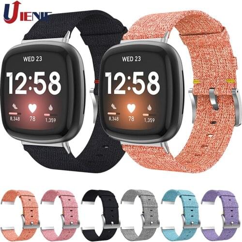Canvas Strap for Fitbit Versa 3 Band Nylon Woven Bracelet Watchband Replacement Band for Fitbit Sense Women Men Wristband Correa