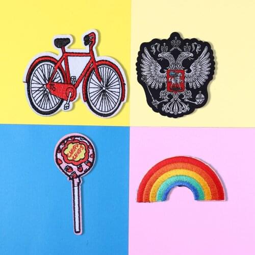 Russian National Emblem Embroidered Bicycle rainbow Patches Iron On lollipop Badges Clothing Appliques for Clothing Coats