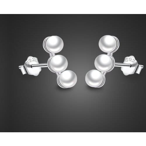 Women 100% solid silver Cute Stud Earrings Chic & elegant pearl earringsfor Girls 925 sterling silver jewelry gifts wholesale