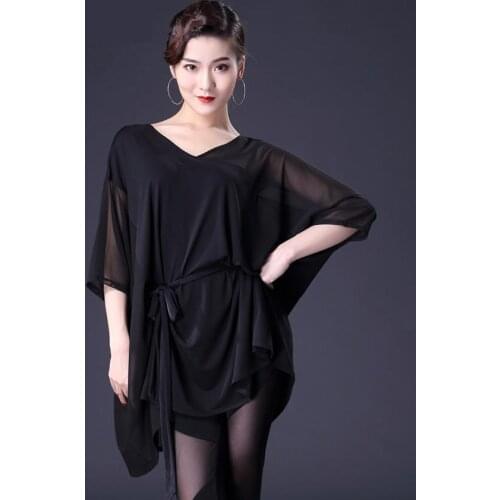 New Fashion Modern Dance Tops Womens Long Sleeve National Standard Latin Dance Clothes Salsa Tango Samba Chacha Training Shirts