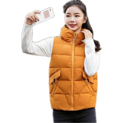 New Fashion Womens Vest2018Fashion Down Cotton Women Short Waistcoat Stand-Collar Slim Outerwear Casual Vest Mujer Hot SaleQ835