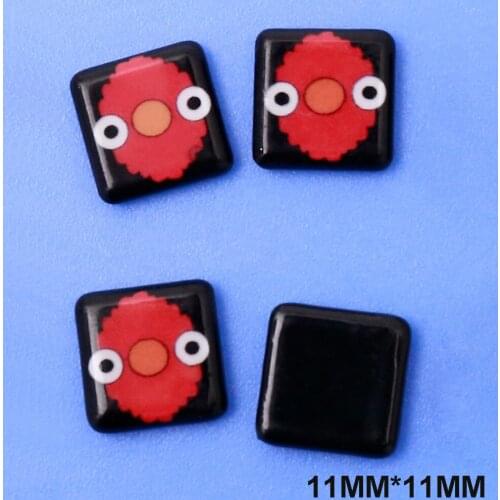 100pcs/lot Small Size Square Shape Cute Cartoon Flatback Planar Resin DIY Craft Embellishments Earrings Jewelry Accessories