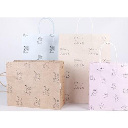 12pc Baby Shower Birthday party cartoon animal paper Gift bag cosmetic clothes shopping bag пакеты для печенья подарочные пакеты