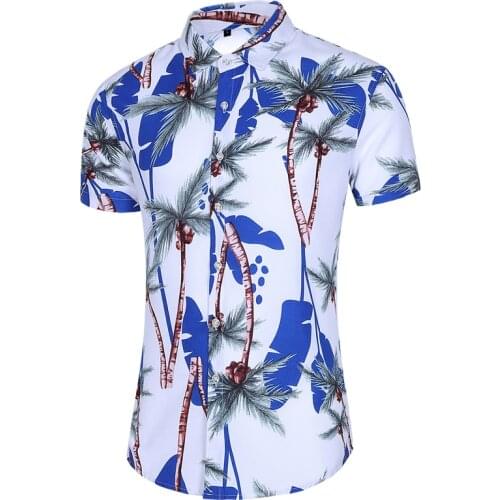2020 Summer Fashion Mens Shirt Slim Fit Short Sleeve Floral Shirt Mens Clothing Trend Mens Casual Flower Shirts Size M-7XL