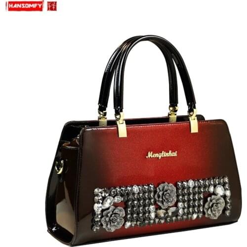 2020 Luxury Fashion Diamond Bag Womens Handbag Genuine Leather Female Evening Bag Ladies Rhinestone Shoulder Messenger Bags