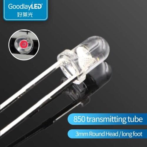3mm Round Head infrared transmitting tube 850 / 940 transmitting tube remote control transmitting tube induction receiving tube