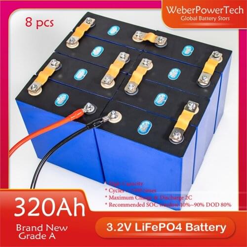 NEW 3.2V 320Ah Lifepo4 Battery Grade A 48V 310AH Rechargeable Battery Pack for RV Solar Energy Storage System TAX Free Busbar