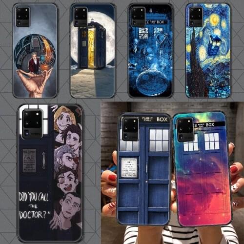 Tardis Box Doctor Who Phone case For Samsung Galaxy Note 4 8 9 10 20 S8 S9 S10 S10E S20 Plus UITRA Ultra black 3D prime silicone